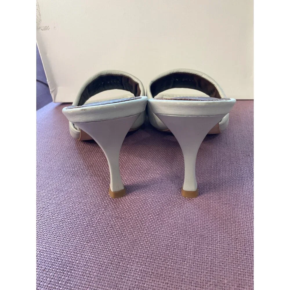 Alohas Puffy Mules in Grey/White Leather 38 Womens High Heels